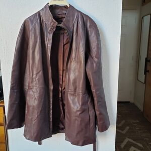 Vintage Nicole Miller  Brown Leather Womens Jacket Size L